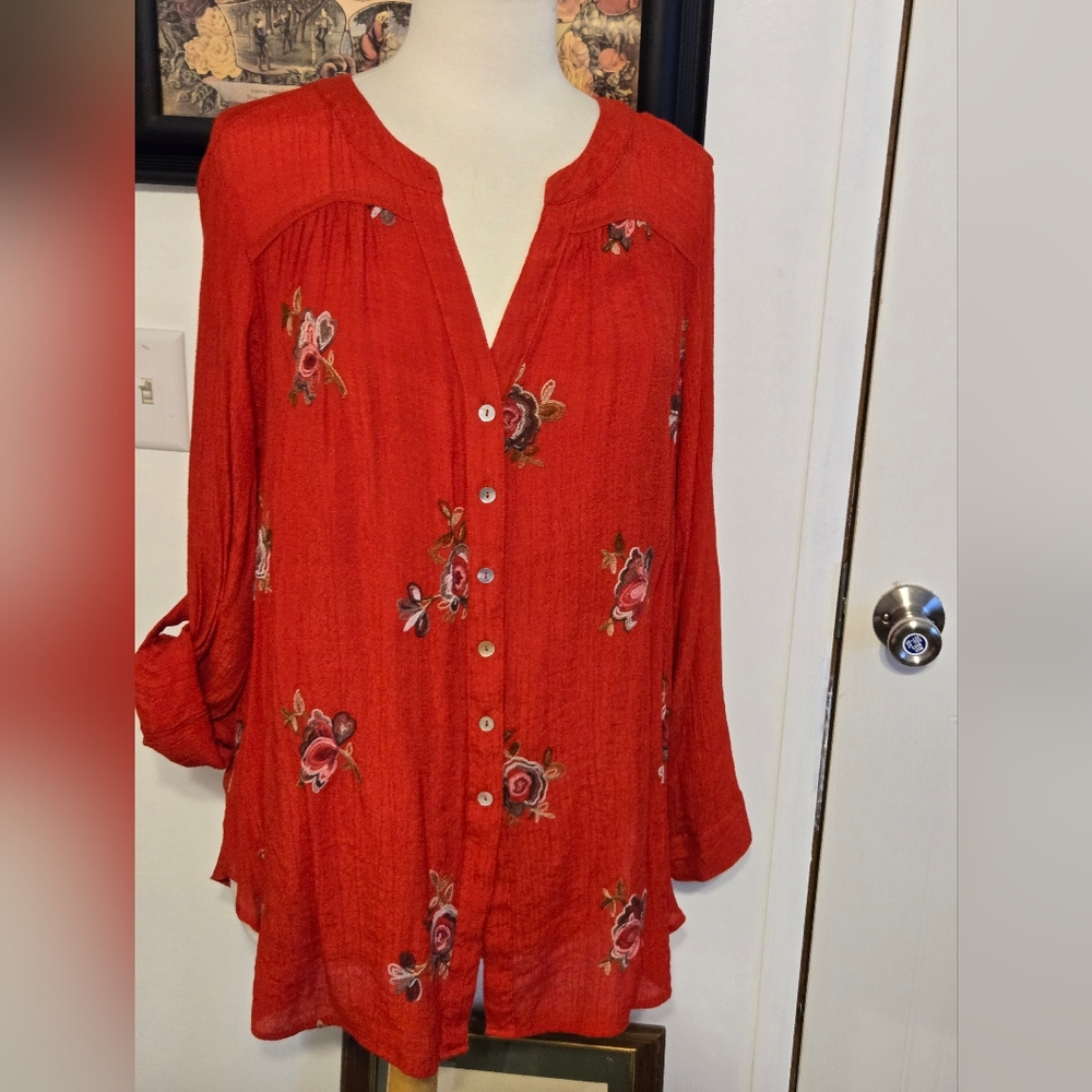 Zac & Rachel: Floral Red Women's Top. 24